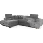 Canap� d'angle gauche convertible en velours gris clair 5 places