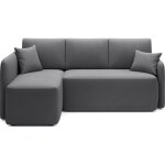 Canap� angle gauche convertible velours gris fonc� 3 places