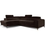 Canap� angle gauche convertible velours marron 5 places