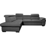 Canap d'angle gauche en cuir 5 places gris fonc