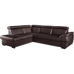 Canap d'angle gauche en cuir chocolat 5 places