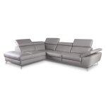 Canap d'angle gauche en cuir gris 5 places