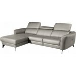 Canap d'angle gauche en cuir gris clair 5 places