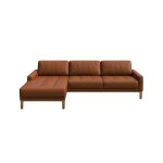 Canap d'angle gauche en cuir naturel brun cannelle