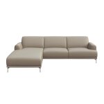 Canap d'angle gauche en cuir naturel gris fossile