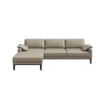 Canap d'angle gauche en cuir naturel gris fossile