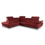 Canap d'angle gauche en cuir rouge bordeaux 5 places
