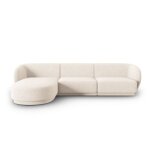 Canapé d'angle gauche modulable 4 places en tissu chenille beige clair Canapé d'angle gauche modulable 4 places en tissu chenille beige clair