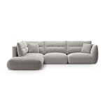 Canap d'angle gauche modulable 7 places tissu structurel gris clair