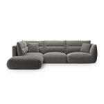 Canap d'angle gauche modulable 7 places tissu structurel gris fonc