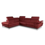 Canap angle gauche relax lec. cuir rouge bordeaux 5 places