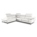 Canapé d'angle gauche relax électrique cuir 5 places blanc cassé Canapé d'angle gauche relax électrique cuir 5 places blanc cassé