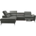 Canap angle gauche relax lectrique cuir gris fonc 5 places