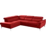 Canap angle gauche relax lectrique cuir rouge fonc 5 places