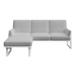Canap d'angle gris clair - cadre blanc