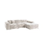 Canapé d'angle gros côtelé doux angle droit beige Canapé d'angle gros côtelé doux angle droit beige