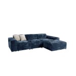 Canapé d'angle gros côtelé doux angle droit bleu Canapé d'angle gros côtelé doux angle droit bleu