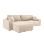 Canapé d'angle max réversible et convertible en velours côtelé - beige Canapé d'angle max réversible et convertible en velours côtelé - beige