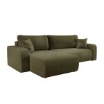 Canap d'angle max rversible et convertible, velours ctel vert kaki