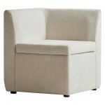 Canap d'angle modulable 1 place en velours ctel beige