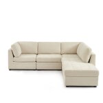 Canap� d'angle modulable 5 pi�ces tissu chenille beige