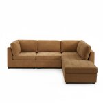 Canap� d'angle modulable 5 pi�ces tissu chenille �cureuil