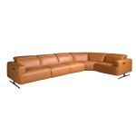 Canap d'angle modulable relax en cuir marron