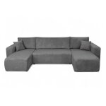 Canapé d'angle panoramique convertible 6 places velours côtelé gris Canapé d'angle panoramique convertible 6 places velours côtelé gris