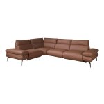 Canap d'angle relax modulable en cuir marron