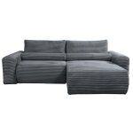 Canap d'angle rversible 3 places en velours ctel gris