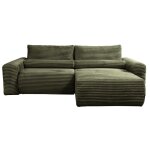 Canap d'angle rversible 3 places en velours ctel vert olive