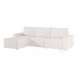 Canap d'angle rversible 4 places en tissu bouclette - blanc