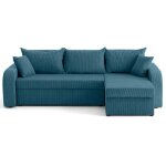 Canap� d'angle r�versible 4 places en velours c�tel� bleu ardoise