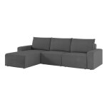 Canap d'angle rversible 4 places en velours ctel - gris