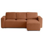 Canap d'angle rversible convertible 4 places en tissu bouclette