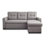 Canap d'angle rversible convertible 4 places en tissu gris