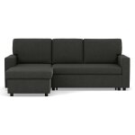 Canapé d'angle réversible convertible 4 places en tissu gris foncé Canapé d'angle réversible convertible 4 places en tissu gris foncé