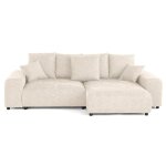 Canapé d'angle réversible convertible 4 places en tissu moucheté beige Canapé d'angle réversible convertible 4 places en tissu moucheté beige