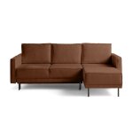 Canap d'angle rversible convertible 4 places en tissu terracotta