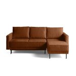 Canap d'angle rversible convertible 4 places en tissu velours relief