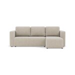 Canapé d'angle réversible convertible 4 places en velours côtelé beige Canapé d'angle réversible convertible 4 places en velours côtelé beige