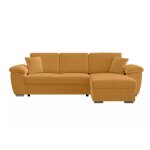 Canap d'angle rversible convertible 4 places en velours ctel jaune