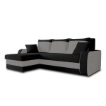 Canap d'angle rversible convertible 4 places en velours noir / gris