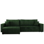 Canap� d'angle r�versible convertible 5 places en velours c�tel� vert