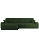 Canap� d'angle r�versible convertible 5 places en velours c�tel� vert