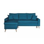 Canap d'angle rversible et convertible avec coffre - bleu ptrole