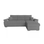 Canap d'angle reversible convertible en tissu bouclette - gris