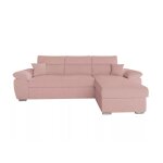 Canap d'angle reversible convertible en tissu bouclette - rose