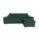 Canap d'angle reversible convertible en tissu bouclette - vert fonc