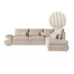 Canapé d'angle réversible convertible en velours côtelé - beige Canapé d'angle réversible convertible en velours côtelé - beige